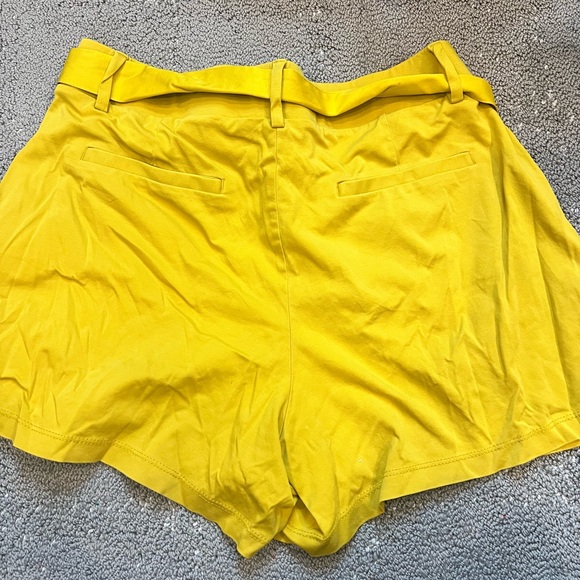 Yellow Women's Shorts with Belt - Picture 3 of 4